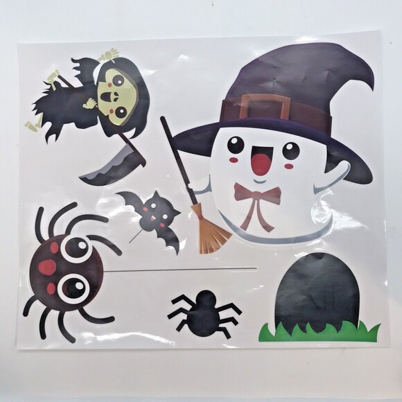 Vintage Window Clings Halloween Decorations Witch Ghost Pumpkin Cat Mummy Spider - Picture 6 of 8